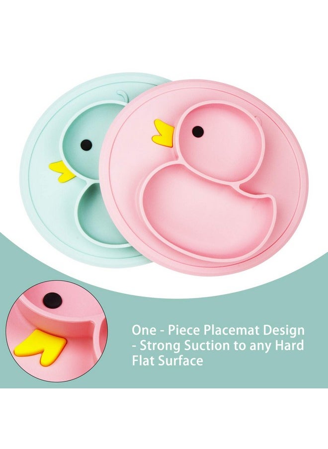 Qshare - Toddler Plate, Portable Baby Plates For Toddlers And Kids, Bpa-Free Strong Suction Plates For Toddlers, Dishwasher & Microwave Safe Silicone Placemat 9X6X1.4 Inch - Image 1