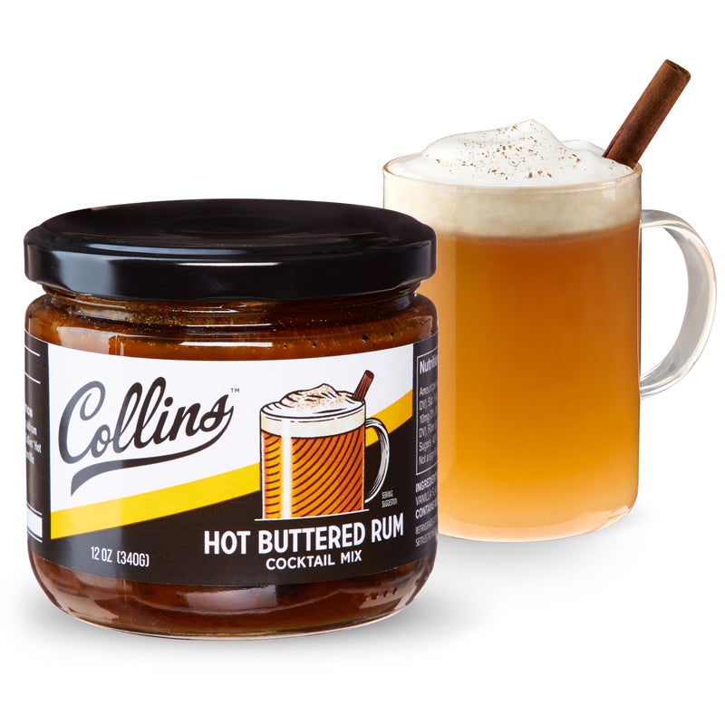 Collins Hot Buttered Rum Mix, Made With Brown Sugar and Butter with Vanilla and Rum Flavors, Hot Cocktail Recipe Ingredient, Bartender Mixer, Drinking Gifts, Home Cocktail bar, 12 fl oz - Image 1
