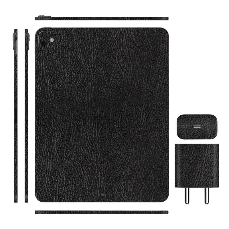 أغطية تابلت متوافقة مع آيباد برو 13 M4 2024، ملصق فينيل مضاد للخدش، فيلم واقي، ليس غلاف/غطاء (جلد أسود، غلاف كامل + غلاف شاحن)