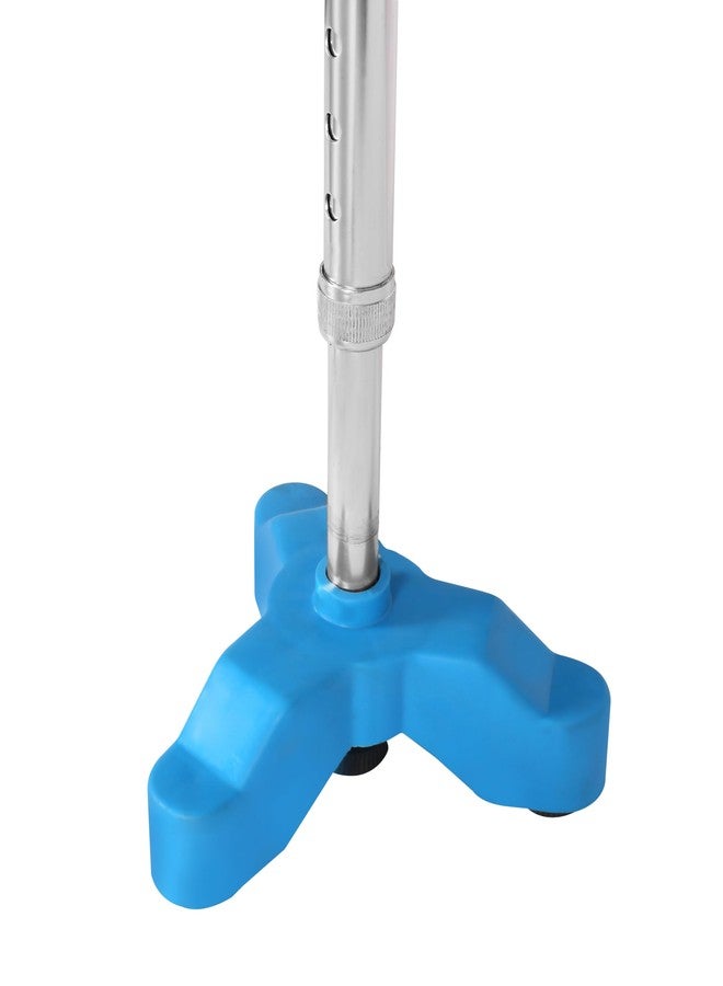 PHYSIQO ®¢ Quadripod ALUMINIUM Men/Women/Old People Walking Stick | For Elderly & those Physically Challenged |Lightweight | Height Adjustable walking stick with 3 Legs - Universal (Blue/Silver) - Image 3