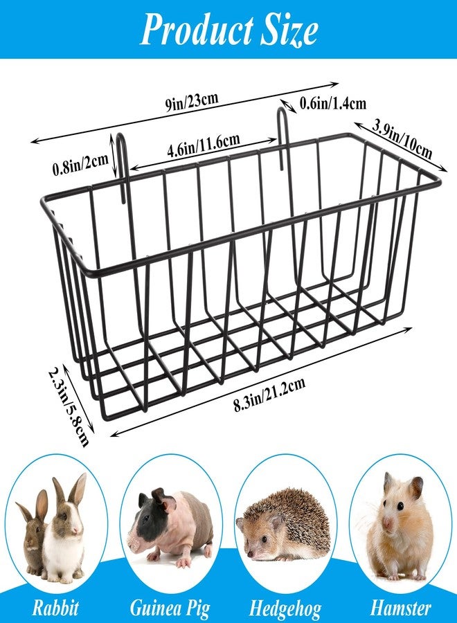 GBACHOOSE 6PCS Rabbit Hay Feeder Bunny Hay Feeder Heavy Duty Metal Rack with Hooks, 9x4x3 Inch Rabbit Hay Holder Cage Hanging Hay Holder for Rabbits Bunny Guinea Pig (Black) - Image 2