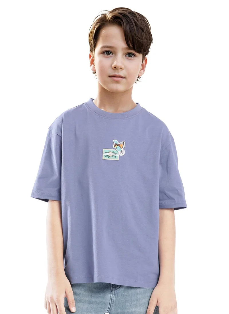 Rare Ones Rare Ones Kids Faun Light Purple Cotton Solid Slip-On Oversized Fit T-Shirt
