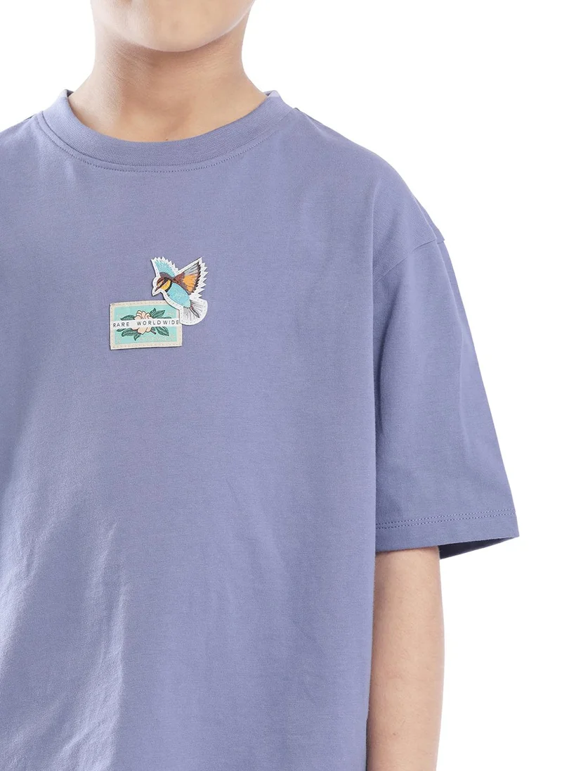 Rare Ones Rare Ones Kids Faun Light Purple Cotton Solid Slip-On Oversized Fit T-Shirt