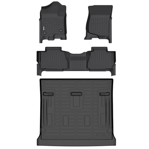 HAFIDI® Floor Mats & Cargo Liner Set Fit for 2007-2014 Chevy Tahoe 8 Seats (Not for Hybrid) & GMC Yukon All Weather Protection TPE Car Full Set Floor Liners Custom Chevrolet Tahoe Accessories - Black - Image 1