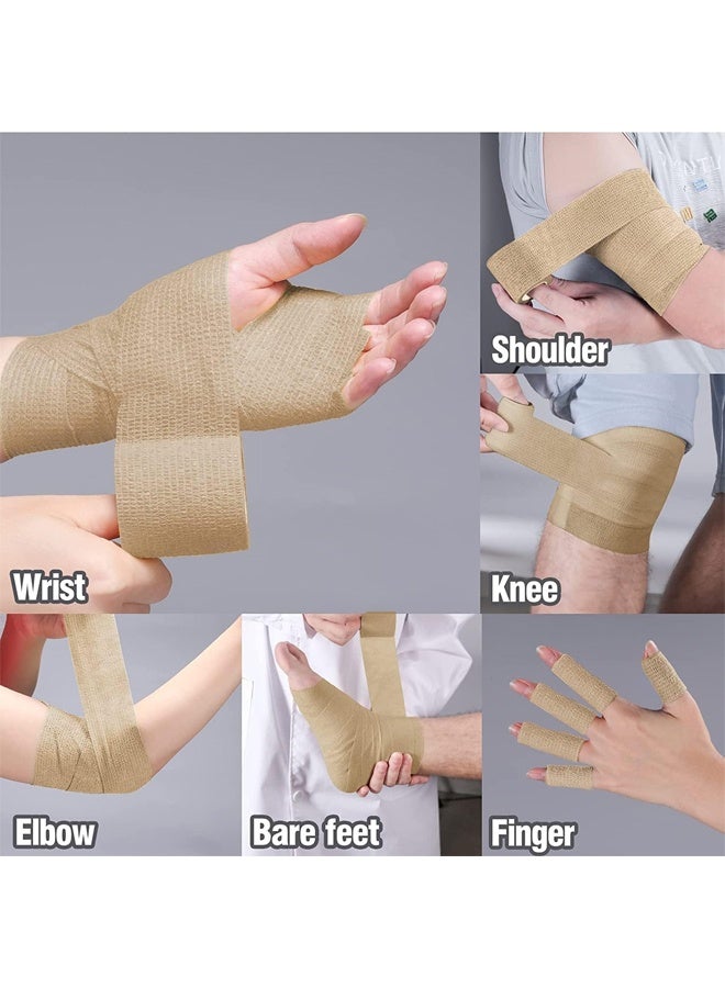 DUNISO 12Pcs Elastic Self Adhesive Tape, Self Adherent Cohesive Wrap Bandages, Athletic, All Sports wrap Tape, Breathable Wound Tape, Bandage Wrap for Wrist, Ankle, Pets， 2 Inches X 5 Yards，Skin Color - Image 3