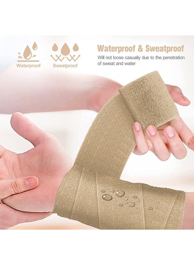 DUNISO 12Pcs Elastic Self Adhesive Tape, Self Adherent Cohesive Wrap Bandages, Athletic, All Sports wrap Tape, Breathable Wound Tape, Bandage Wrap for Wrist, Ankle, Pets， 2 Inches X 5 Yards，Skin Color - Image 4