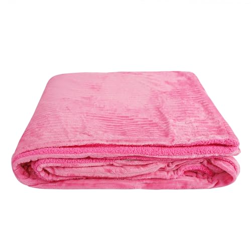 Nivasam Flannel Sherpa Ribbed Stripe Multipurpose Duvet Cover Comforter Cover Rajai Cover Blanket Cover Quilt Cover King Size 90"x100" inches with Zipper (Pink) - Image 1