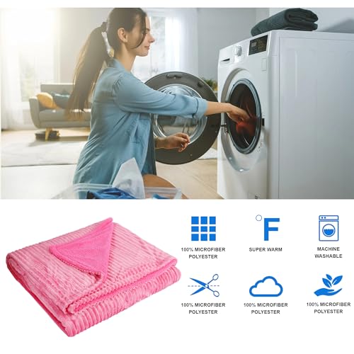 Nivasam Flannel Sherpa Ribbed Stripe Multipurpose Duvet Cover Comforter Cover Rajai Cover Blanket Cover Quilt Cover King Size 90"x100" inches with Zipper (Pink) - Image 4