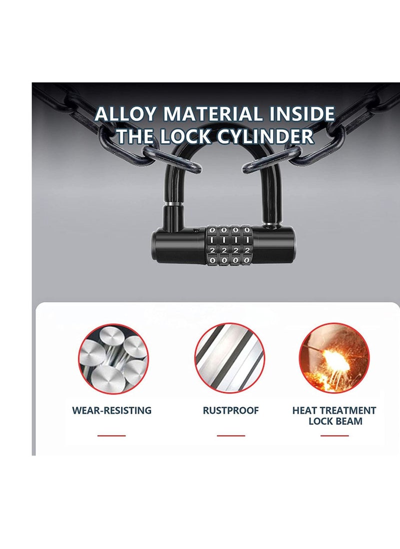 Bike Lock, Heavy Duty Outdoor Waterproof Lock with Resettable Code, Digit Combination Padlock, 4 Digit Code Lock Anti Theft for Gates, Mountain Bike, Scooter Gym, School, Shed & Lockers