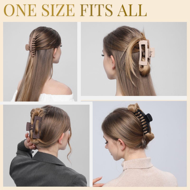 LuSeren Hair Clips for Women 4.3 Inch Large Hair Claw Clips for Women Thin Thick Curly Hair, Big Matte Banana Clips,Strong Hold jaw clips,Neutral Colors - Image 4