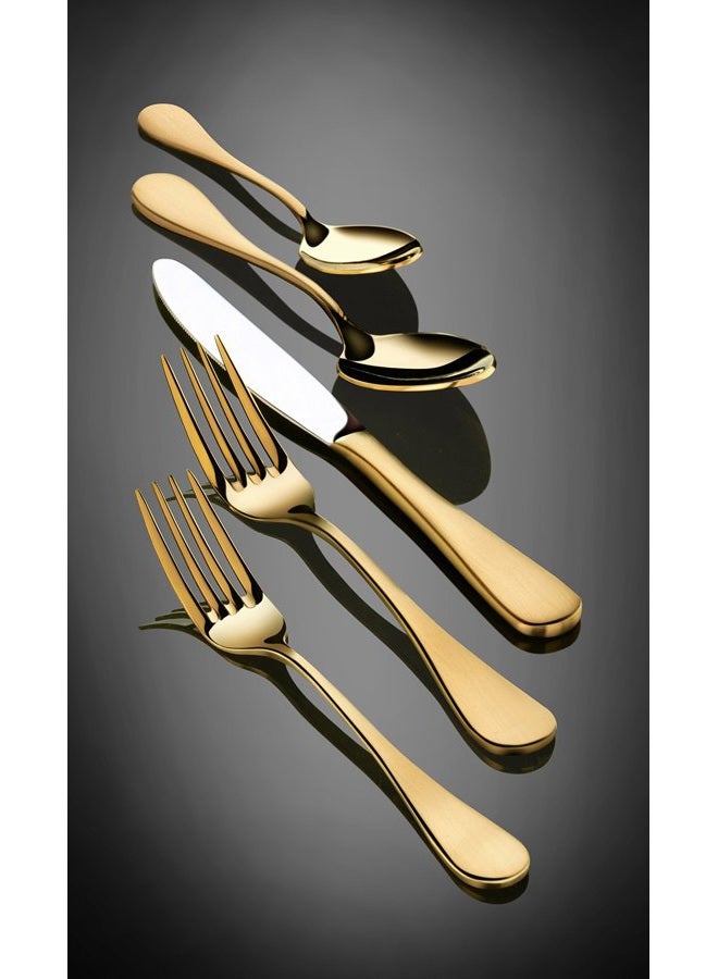 Artaste 56907 Rain 18/10 Stainless Steel Flatware 36-Piece Set, Gold Finish, Service for 12 - Image 4