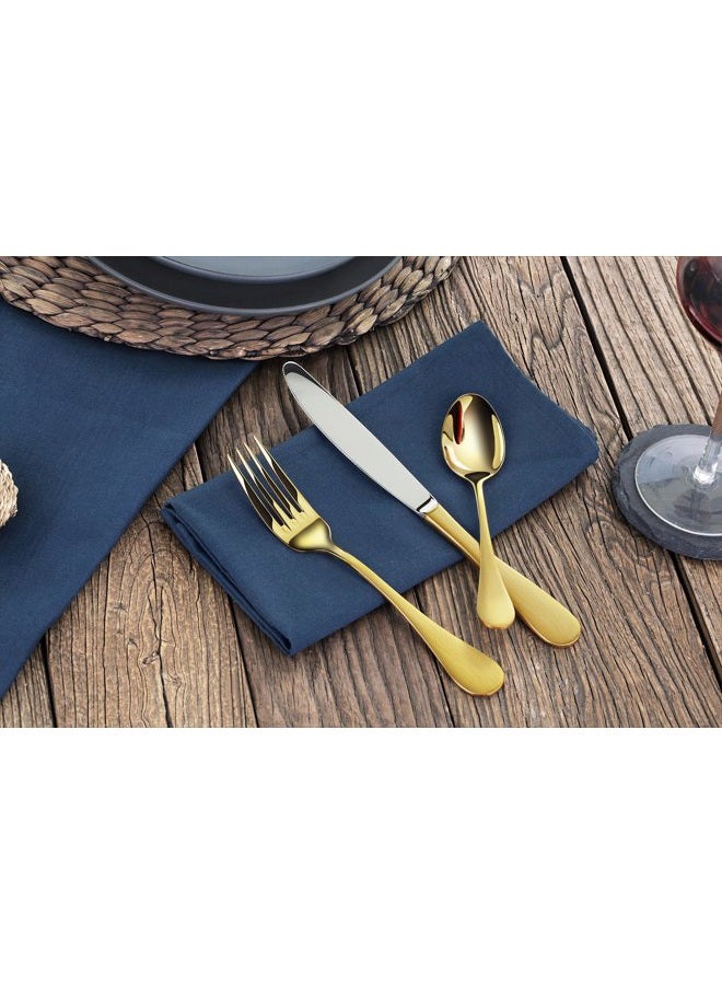 Artaste 56907 Rain 18/10 Stainless Steel Flatware 36-Piece Set, Gold Finish, Service for 12 - Image 5