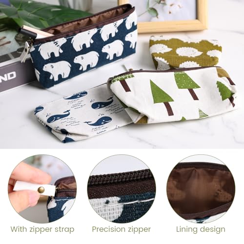 Koogel 10 Packs Canvas Zipper Pencil Bags, 5 Style Pencil Case Pouch Bag Small Cosmetic Makeup Bags Coin Purse Multifunctional Cosmetic Makeup Bag Small Pouches for Purse - Image 3