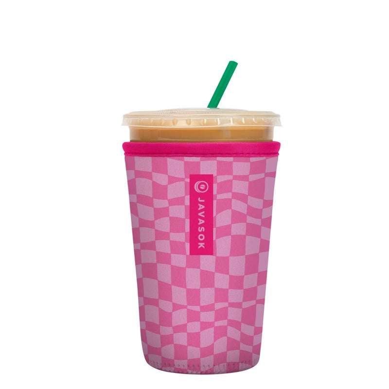 Sok It Sok It JavaSok Iced Coffee  Cold Soda Insulated Neoprene Cup Sleeve Pink Grand Prix Medium 2228oz
