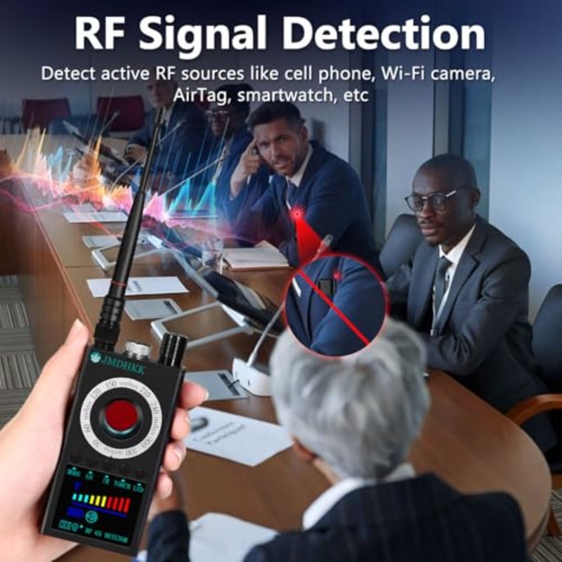 جهاز حماية خصوصية السفر والفنادق والسيارات والمكاتب مع إشارة RF وكشف المجال المغناطيسي، ومكتشف عدسة الكاميرا، وهيكل من سبائك الألومنيوم، ولون أسود، ومسح ضوئي وتنبيه في الوقت الحقيقي - Image 2