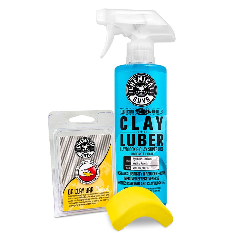 Chemical Guys Clay Bar and Luber Synthetic Lubricant Kit - Light/Medium Duty OG Clay Bar for Removing embedded dirt from Paint, Glass, and Metal, Essential Detailing Accessory - 2 Items - Image 1