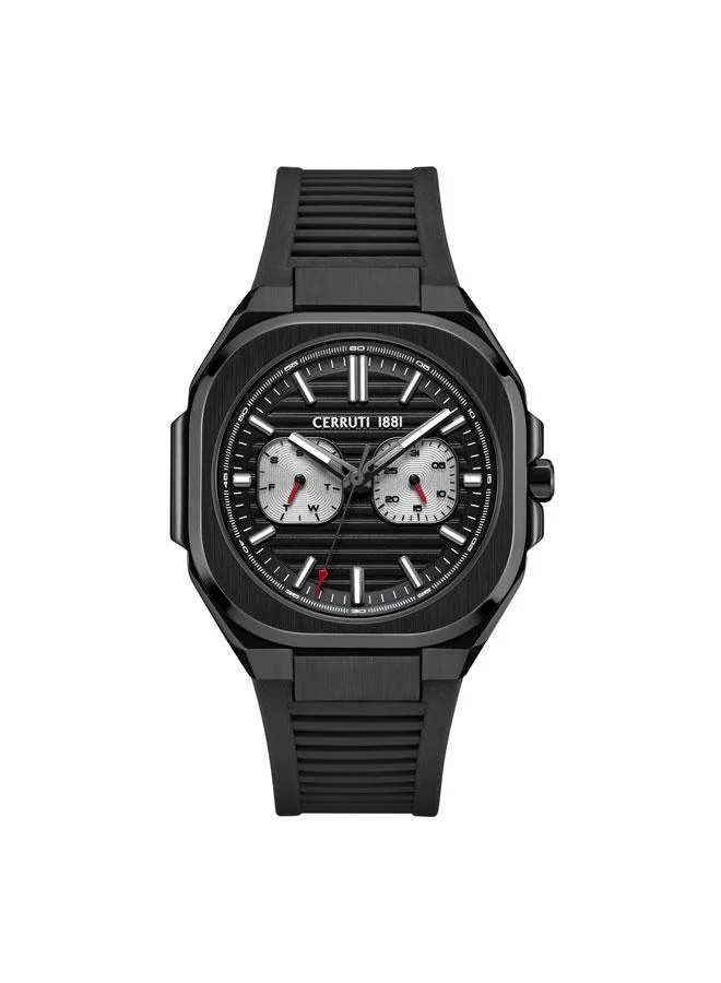CERRUTI 1881 Leadri 31.5mm Black Dial Silicone Strap Multifunction Watch For Men