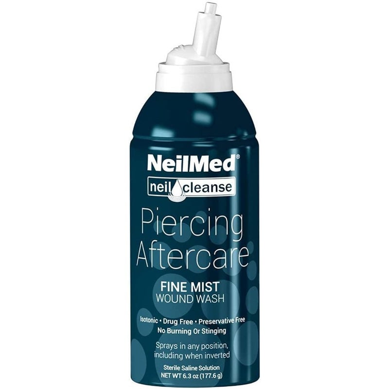 Piercing aftercare fine mist spray for daily use, medical-grade saline solution, clear color, alcohol-free and sterile formula - Image 1