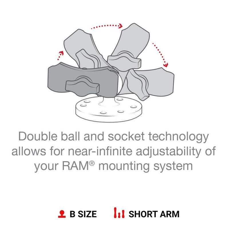 RAM Mounts RAP-B-201U-A Composite Double Socket Arm - Short Arm Compatible with B Size 1" Ball Components - Image 5