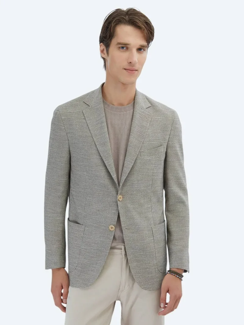 Kip Grey Patterned Modern Fit Jacket