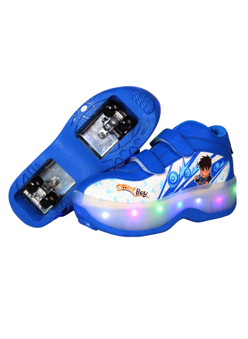 توتوجوي أحذية تزلج 2 في 1 للأطفال، أحذية تزلج بعجلات للأطفال، أحذية رياضية للأطفال مزودة بإضاءة LED وعجلات دوارة، أحذية تزلج للأولاد، أحذية تزلج بعجلات قابلة للطي والسحب والتعديل، أحذية رياضية بعجلات، أحذية مشي وتزلج للأطفال - Image 1