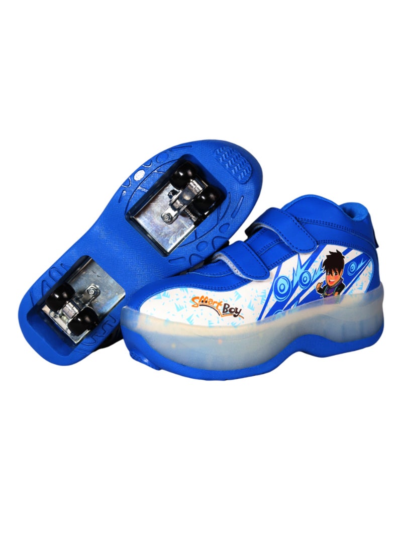 توتوجوي أحذية تزلج 2 في 1 للأطفال، أحذية تزلج بعجلات للأطفال، أحذية رياضية للأطفال مزودة بإضاءة LED وعجلات دوارة، أحذية تزلج للأولاد، أحذية تزلج بعجلات قابلة للطي والسحب والتعديل، أحذية رياضية بعجلات، أحذية مشي وتزلج للأطفال - Image 2