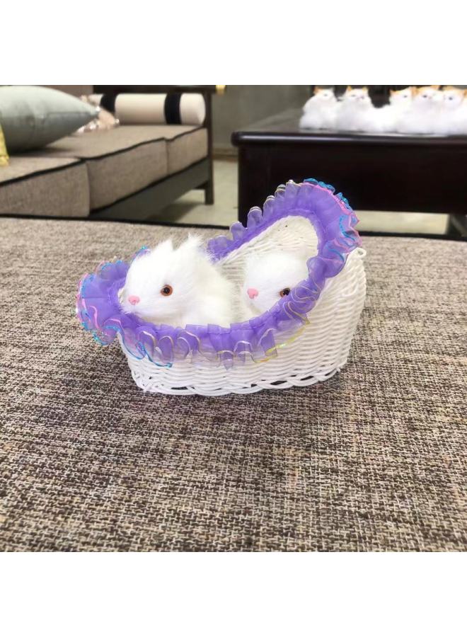Simulation Animal Small Bed Rabbit Crafts Toy Zodiac Animal Decoration Model Animal Direct Sales-Size:Blue Small Bed Rabbit - Image 4