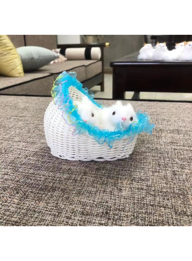Simulation Animal Small Bed Rabbit Crafts Toy Zodiac Animal Decoration Model Animal Direct Sales-Size:Blue Small Bed Rabbit - Image 1