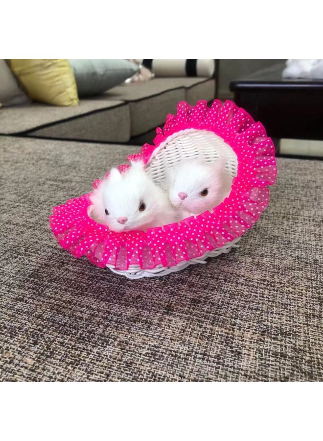 Simulation Animal Small Bed Rabbit Crafts Toy Zodiac Animal Decoration Model Animal Direct Sales-Size:Blue Small Bed Rabbit - Image 3