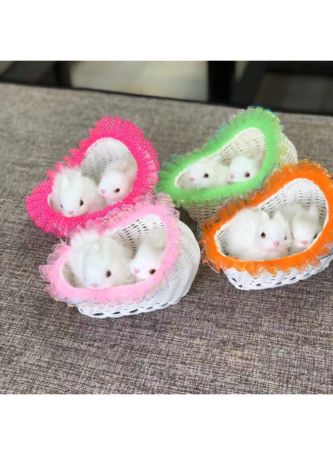 Simulation Animal Small Bed Rabbit Crafts Toy Zodiac Animal Decoration Model Animal Direct Sales-Size:Blue Small Bed Rabbit - Image 2