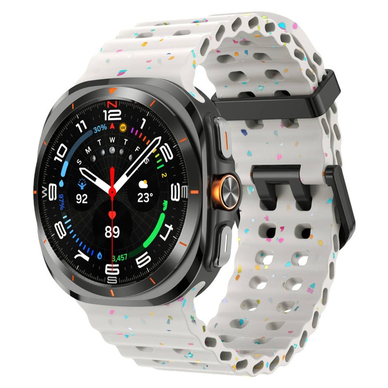 سوار ساعة ذكية باللون برتقالي قابل للتعديل رياضي من السيليكون متوافق مع Samsung Galaxy Watch 7 بملاءمة قابلة للتعديل وحزام ناعم للاستبدال اليومي - Image 5