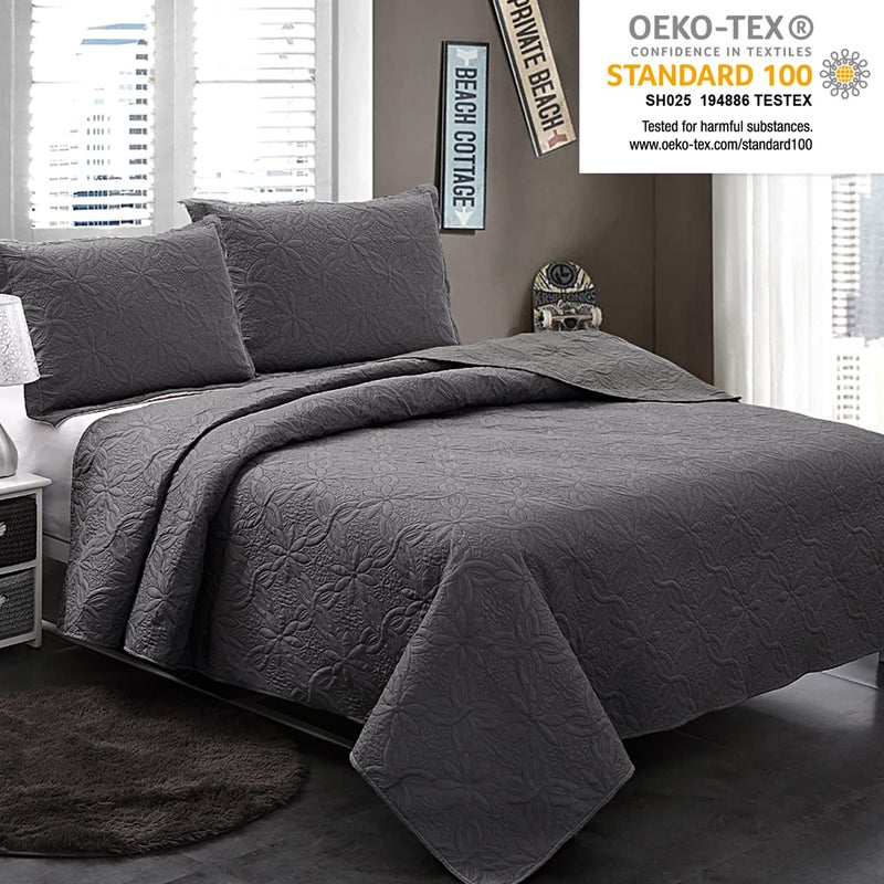 JML Quilts Set, Bedspread Coverlet Set with Pillowcases - 3 Piece Soft and Lightweight Bed Quilt for Spring, Autumn and Summer (Embossed Weave - White, King(92"x104")) - Image 3