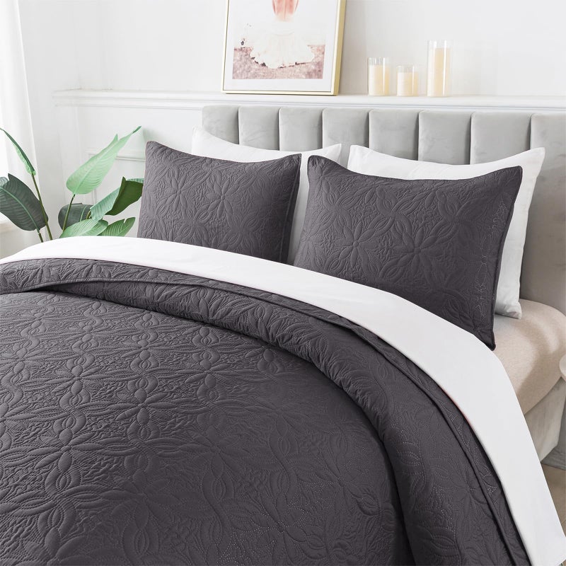 JML Quilts Set, Bedspread Coverlet Set with Pillowcases - 3 Piece Soft and Lightweight Bed Quilt for Spring, Autumn and Summer (Embossed Weave - White, King(92"x104")) - Image 2