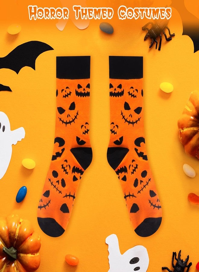 COZYMATE Halloween Funny Socks for Women Men Spooky Horror Pumpkin Socks for Halloween Party Costume Holiday Gifts (US, Alpha, One Size, Regular, Regular, Orange) - Image 5