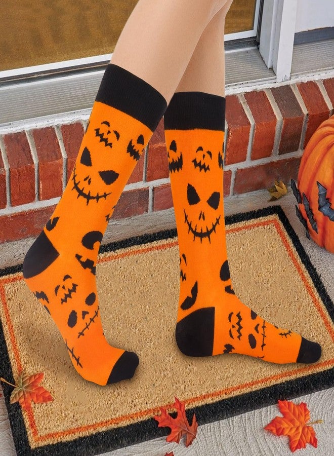 COZYMATE Halloween Funny Socks for Women Men Spooky Horror Pumpkin Socks for Halloween Party Costume Holiday Gifts (US, Alpha, One Size, Regular, Regular, Orange) - Image 4