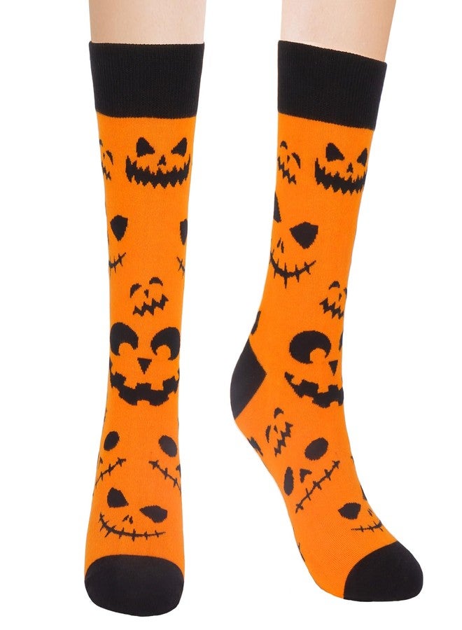 COZYMATE Halloween Funny Socks for Women Men Spooky Horror Pumpkin Socks for Halloween Party Costume Holiday Gifts (US, Alpha, One Size, Regular, Regular, Orange) - Image 1