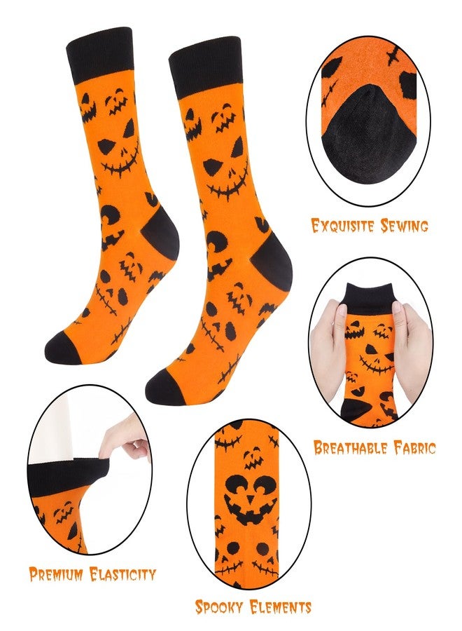COZYMATE Halloween Funny Socks for Women Men Spooky Horror Pumpkin Socks for Halloween Party Costume Holiday Gifts (US, Alpha, One Size, Regular, Regular, Orange) - Image 3