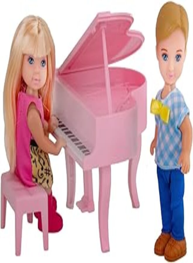 Bingo Koki Dolls with Piano, 4 Pieces - Multi Color