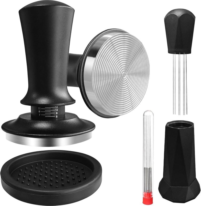 Yeelan Espresso Tamper Calibrated Spring Loaded Coffee Tamper with Silicone Mat,Stainless Steel Base Espresso Tools - Tamper for Espresso Machine,Espresso Accessories (58mm Set) - Image 1