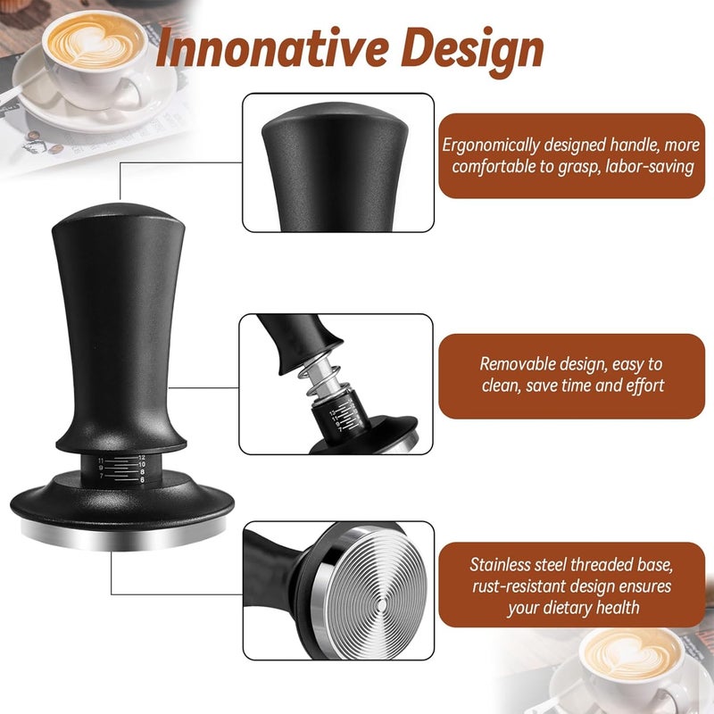 Yeelan Espresso Tamper Calibrated Spring Loaded Coffee Tamper with Silicone Mat,Stainless Steel Base Espresso Tools - Tamper for Espresso Machine,Espresso Accessories (58mm Set) - Image 4