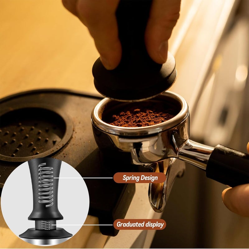 Yeelan Espresso Tamper Calibrated Spring Loaded Coffee Tamper with Silicone Mat,Stainless Steel Base Espresso Tools - Tamper for Espresso Machine,Espresso Accessories (58mm Set) - Image 5