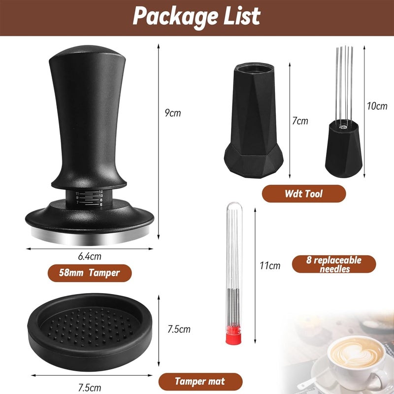 Yeelan Espresso Tamper Calibrated Spring Loaded Coffee Tamper with Silicone Mat,Stainless Steel Base Espresso Tools - Tamper for Espresso Machine,Espresso Accessories (58mm Set) - Image 3