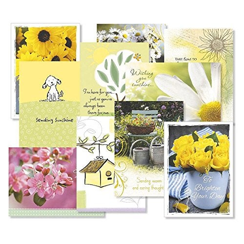 Current Get Well Florals Greeting Cards Value Pack- Set of 20 (10 designs) Large 5 x 7, Sentiments Inside, Get Well Soon Cards, Get Well Wishes, Envelopes Included - Image 1