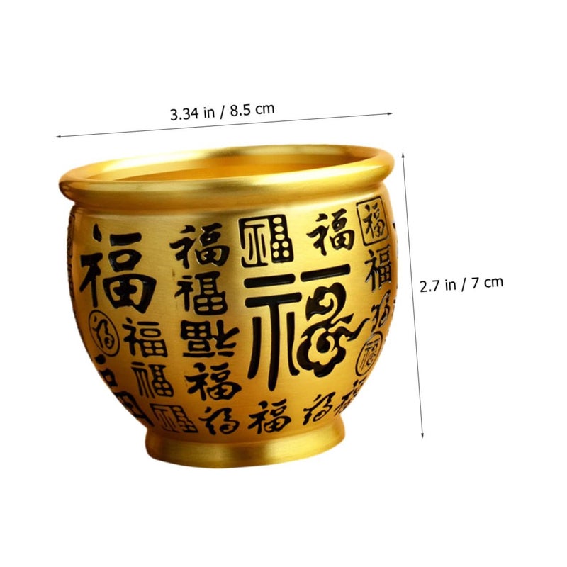 Large Brass Feng Shui Fortune Bowl Decorative Offering Basin for Home Office Wealth - Image 3