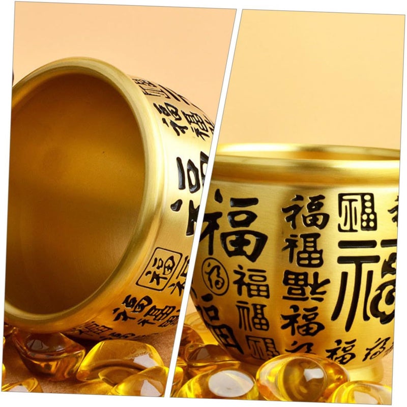 Large Brass Feng Shui Fortune Bowl Decorative Offering Basin for Home Office Wealth - Image 5