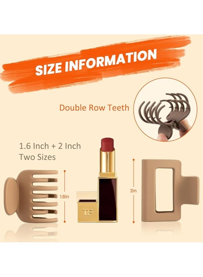 فانسكي مشابك شعر غير لامعة للنساء والفتيات - مشابك مخلب صغيرة مستطيلة ومزدوجة للشعر الرقيق / المتوسط الناعم-مشابك فك غير قابلة للانزلاق (مشمش ، كاكي ، بني ، أسود) - Image 2