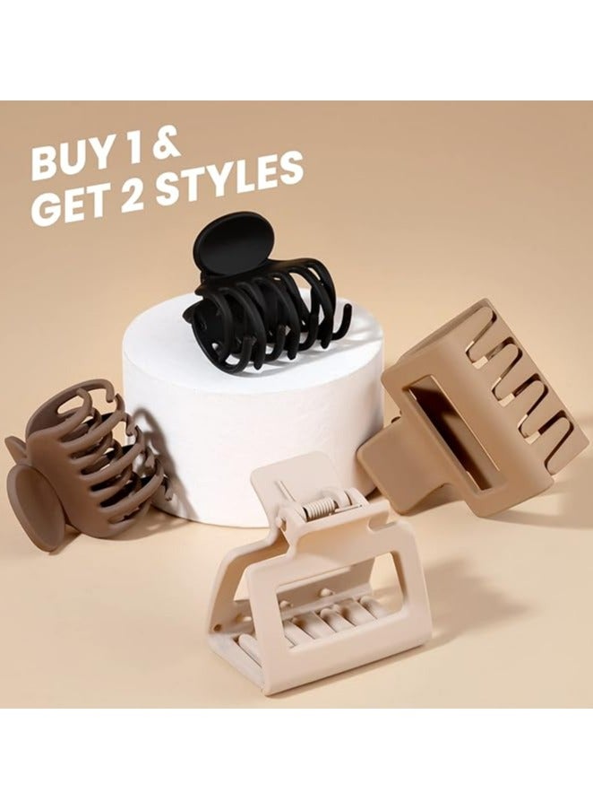 فانسكي مشابك شعر غير لامعة للنساء والفتيات - مشابك مخلب صغيرة مستطيلة ومزدوجة للشعر الرقيق / المتوسط الناعم-مشابك فك غير قابلة للانزلاق (مشمش ، كاكي ، بني ، أسود) - Image 3