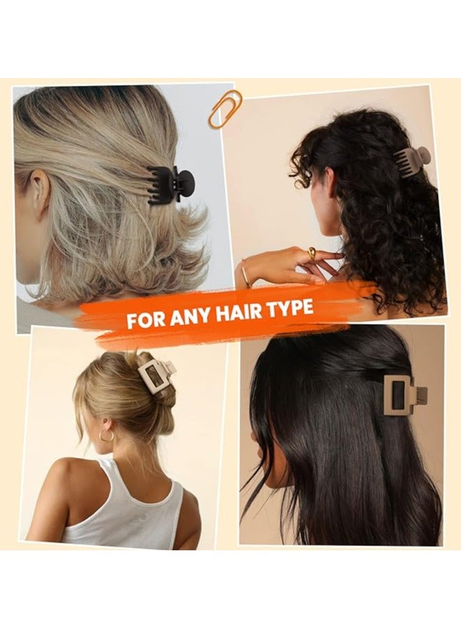 فانسكي مشابك شعر غير لامعة للنساء والفتيات - مشابك مخلب صغيرة مستطيلة ومزدوجة للشعر الرقيق / المتوسط الناعم-مشابك فك غير قابلة للانزلاق (مشمش ، كاكي ، بني ، أسود) - Image 5