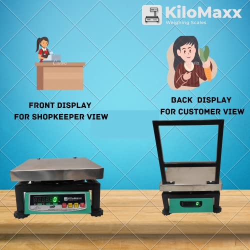 KiloMaxx كيلوماكس KM-06، ميزان إلكتروني بقدرة 100 كجم/ميزان مع شاشة خضراء مزدوجة فائقة السطوع للاستخدامات الصناعية في المتاجر والمصانع (12 * 12 بوصة، فولاذ) - Image 2