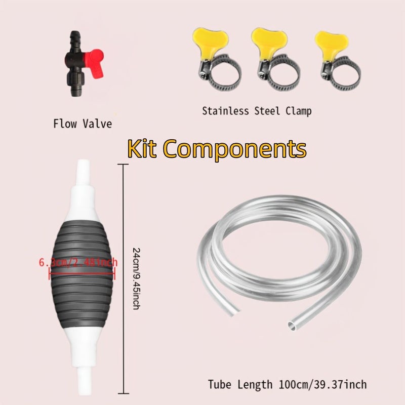 Upgraded Set 1 Portable Siphon Pump with 39.37In Hose And Flow Valve - Image 2